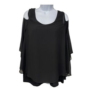 Ruby Ribbon Black Cold Shoulder Blouse With Built-in Shape Wear Womens Size L